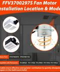Diagram showing FFV3700297S installation for Bathroom Exhaust Fan Motor Replacement For FV08VQ3 FV11VQ3 FV11VH2 FV11VHL2 FVLP003 120V 1750 RPM With Two Pin Plug DIY Friendly Easy Install Quiet Operation Replacement Part FFV3700297S