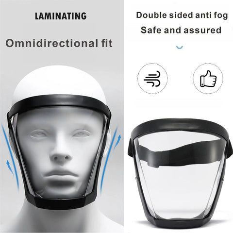 Super Protective Face Shield for Adults, Anti Fog Clear Plastic Face Mask With Full Face Protection From Droplets And Dust