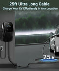 Level 2 Electric Vehicle Charger J1772 40 Amp 240 Volt Home Evse With Nema 14 50 Plug 25 Ft Cable ETL Certified with 25ft long cable in use.