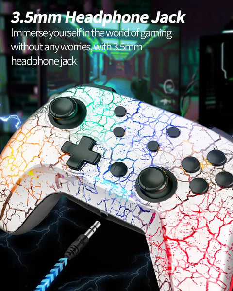 Two Pack Wireless Switch Controller Set For Switch, Switch Lite, OLED And PC With 1000mAh Battery, Lit Nine Color LED Glow