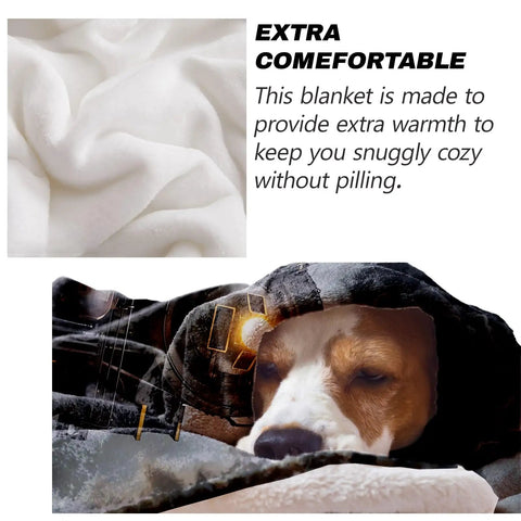 Steam Train Throw Blanket For Kids And Women So Cozy Vintage Locomotive Railway Blanket Plush Flannel 50x60 with dog sleeping