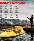 Glow In The Dark RC Bait Boat With GPS Autopilot Dual Motors 12000mAh Battery shown on lake for night fishing