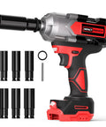 Built Tough Half Inch Cordless Impact Wrench Delivers Serious Grunt For Auto Work Compatible With Milwaukee 18V Batteries, includes six sockets.