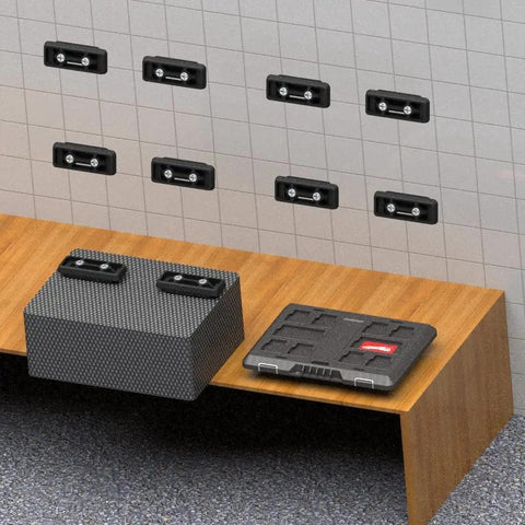 Heavy Duty Mounting Feet For Packout System, 10 Pack Black ABS Feet Compatible With Milwaukee Packout Tool System on wall and bench