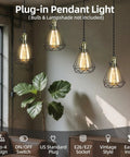 Plug In Pendant Light Kit With 1 To 4 Hanging E26 E27 Sockets, Industrial Vintage Bronze Pendant Installed in Living Room