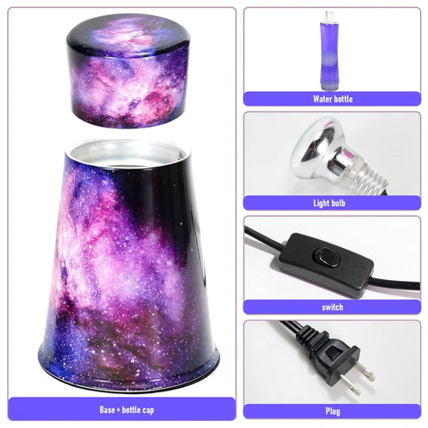 16 Inch Magma Lamp Liquid Motion Galaxy Design with Colormax White Wax in Purple Liquid Decal Base parts.