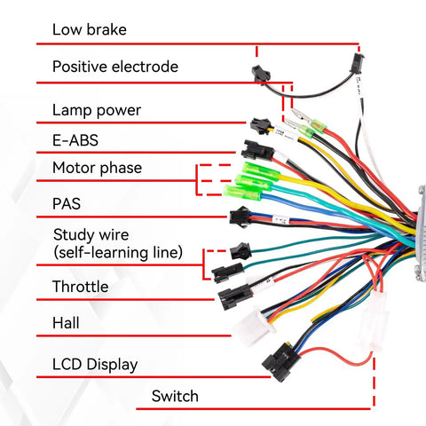 Beefed-Up Electric Scooter Controller With Color LCD Display And Shift Switch, Dual-Mode Brushless Motor Speed Controller For E-Bikes, 36V/48V/60V Compatibility, 48V 250/350W Screen, Easy View Data For Speed, Power, And Mode