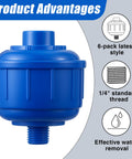 Blue Six Pack Disposable Mini Air And Water Filter Cartridge with 1/4 inch thread for spray guns and air tools