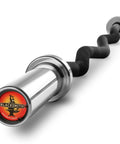 65 Lb Olympic Weight Set With Rubber Coated Texas Star Plates And EZ Curl Bar for home gym, close-up of EZ curl bar handle