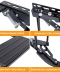 One Step Manual Foldable Step For Campers And Trailers, 1 Step Aluminum Alloy Retractable Stair With Thickened Steel Plate, Non Slip Surface, 440 Lbs Load Capacity, Black, Beefy Built For Campers And Travel Trailers showing spring, screws, and anti-skid pedal