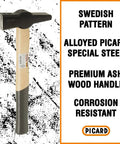 Heavy Duty 1000g Blacksmith Hammer With Swedish Pattern Cross Peen, Forged Alloy Steel Head, Chamfered Edges, Ash Handle