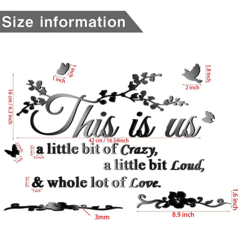 Living Room Wall Decor 3D Acrylic Mirror With This Is Us Theme Removable Family Tree Sign And Inspirational Quote Decal Art