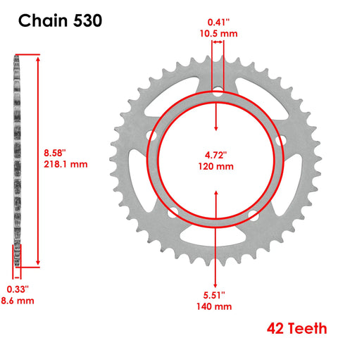 Golden O Ring Drive Chain And Front And Rear Sprockets Kit For Suzuki GSX R1000 2001 Through 2008 42 teeth rear sprocket size