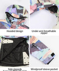 Warm Insulated Waterproof Snow Jacket For Men And Women Hooded Snowboard Coat showcasing hood, zippers, and windproof pocket