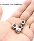 Hand holding 40 Pcs Nylon Insert Hex Lock Nuts 5/16-24 Stainless Steel 304 Silver High Strength Lock Nuts for auto parts and electronics