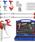 Nifty 16 Piece Airless Paint Sprayer Gun Kit With 3600 Psi Pressure, Five Reversible Tips, Twin Wands, Tight Swivel Fit, And Durable Hard Shell Case For Hella Smooth Wall And Trim Painting Sessions.