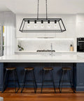 Modern Black Farmhouse Kitchen Island Light Chandelier With Industrial Open Frame 5 Light Ceiling Fixture For Kitchen