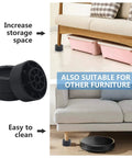 Rock Solid Furniture Risers Set Of Four Black Bed Lifts With Tough Heavy Duty Build Holds Up To Three Thousand Pounds under couch.
