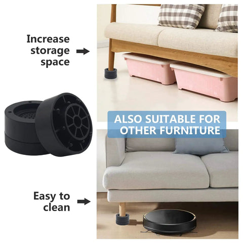 Rock Solid Furniture Risers Set Of Four Black Bed Lifts With Tough Heavy Duty Build Holds Up To Three Thousand Pounds under couch.