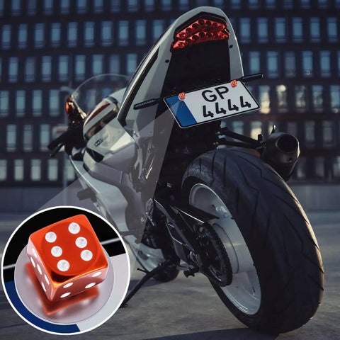 Motorcycle with Dope Orange Dice License Plate Screws Kit With Stainless Steel Bolts Durable And Aluminum Decorative Caps