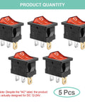 Red LED Boat Rocker Toggle Switch 12 to 24V SPST On Off 3 Pin 2 Position Snap Action 20A Built For Marine Boats Cars pack of 5