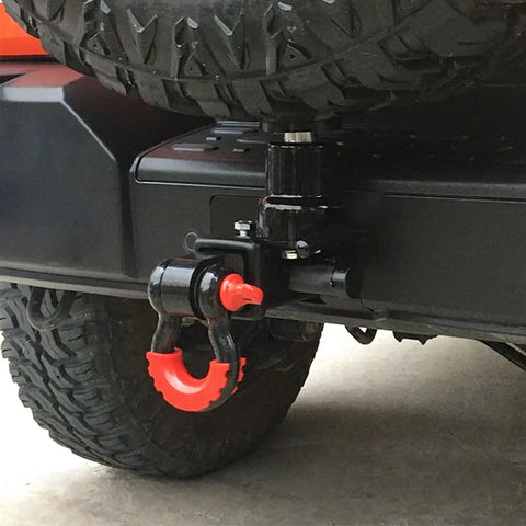 Off Road Tow Ready Hitch Receiver Kit with 2 Inch Receiver and Three Quarter Inch D Ring Shackle installed on vehicle