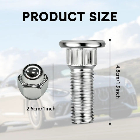 Top Grade M12x1.25 8 Pack Car Wheel Hub Bolt Studs And Nuts For Hyundai Kia, Heavy Duty 10 Point Steel Set With Triple Chrome Plating Keeps Rust At Bay For Serious Rides. chrome wheel stud and nut set, 4.8cm bolt, 2.6cm nut