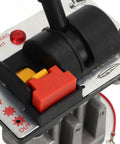 Close-up of Proportional Control Valves With PTO Switch For Dump Truck Hydraulic System showing tipper switch and warning light.