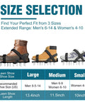 Pre Assembled Lawn Aerator Shoes For Grass With Aluminum Base, Adjustable Velcro Straps, shown in three sizes on boots
