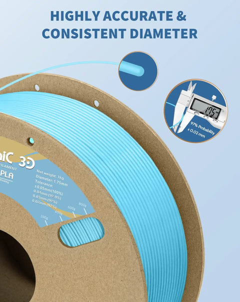Top Tier Matte PLA Filament In Light Blue Perfect For FDM 3D Printers With Rock Solid Consistency And A Kickass Finish Rolling On A Budget Friendly Cardboard Spool Guaranteed To Deliver Smooth Everyday Creations Without Any Headaches