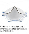 Super Comfy N95 Particulate Respirator Pack Of 20 With 3 Panel Flat Fold Design featuring soft nose foam.