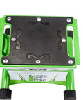 Top view of the Beefy Heavy Duty Lift Stand For Dirt Bikes And Mini Riders 500 Lb Capacity Carbon Steel Construction with green sticker pack