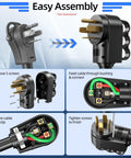 Easy assembly steps for Heavy Duty 60 Amp Male Plug NEMA 14 60P Straight Blade Right Angle Connector with comfort grip