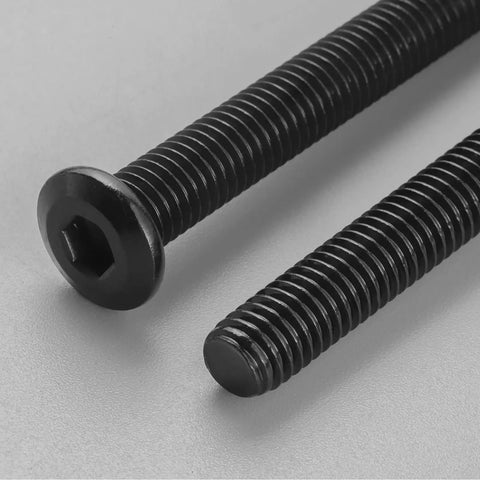Close-up of M6 1.0 X 35mm Flat Head Hex Socket Cap Screws Bolts Set Of 10 With Hex Wrench 304 Stainless Steel Black Zinc