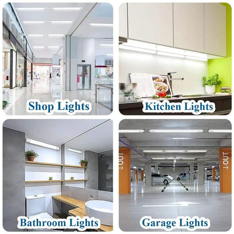 2Ft LED Shop Light With Plug, Linkable 5000K Tube Light for shop, kitchen, bathroom, and garage use, 1800 lumens