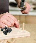 Using Pro Grade Dowel And Tenon Center Transfer Plugs Set With Black Centering Pins for accurate drill holes in woodworking, 20 pieces