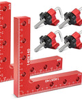 Pro Grade Aluminum Corner Clamps For Woodworking Must Have 90 Degree Right Angles 2 Pack Five And A Half Inch By Five And A Half Inch Durable Rust Resistant Clamps For Cabinets Picture Frames And Drawers Quick Alignment with red rulers and clamps