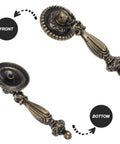 Front and bottom view of Vintage Retro Zinc Alloy Cabinet Knob Round Pull Handle with Single Hole, antique gold finish