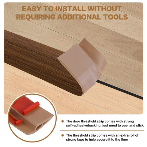 Floor Transition Strip Self Adhesive Edge Reducer For Laminate Carpet And Tile Vinyl Door Threshold Ramp Doorway Edge Trim Overlap Edge Reducer Brown Wood Grain Finish 0.2 To 0.4 Inch 6.6 Feet