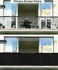 Black 3x16 Balcony Privacy Screen Made From HDPE UV Protected Fence Mesh Shade Net Cover For Outdoor Wall Garden Yard Patio Porch Deck Blocks 95 Percent Sunlight And Adds Total Privacy For Your Outdoor Space on balcony before and after