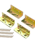 Heavy Duty Bed Rail Brackets Set Of Four Gold Anti Rust Steel Frame Hardware With Screws For Quick Non Mortise Install top view with screws.