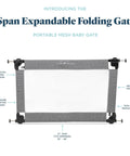 Go With Me Portable Mesh Baby Gate For Hallways And Doorways Expandable From 30 To 48 Inches Folding Safety Gate in charcoal tweed