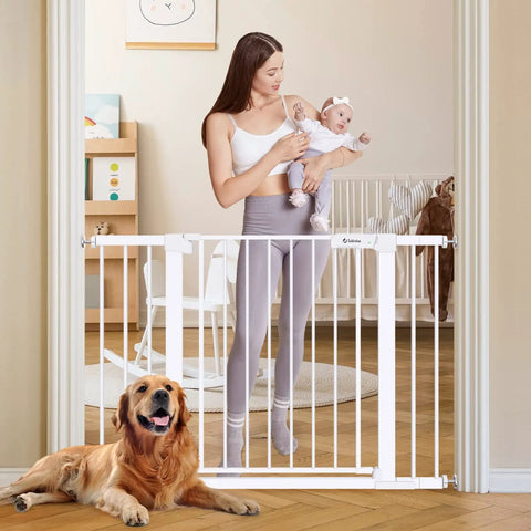 Auto Close Baby Gate For Stairs And Doorways With Walk Through Access Extra Tall 30.5 Inch Gate Fits Openings 29.5 To 46 Inches