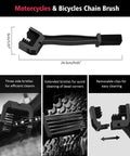 Six Piece Motorcycle Cleaning Kit With Boar Hair Detailing Brush featuring chain brush with removable clips and side bristles.