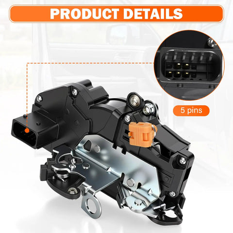 Front Left Driver Side Door Lock Actuator For 2007 To 2014 Chevy Silverado Suburban Avalanche Tahoe GMC Sierra Yukon XL Cadillac Escalade ESV EXT Replacement, 5 pins