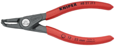 Red-handled tool from 4-Piece Pro-Grade Precision Circlip Snap-Ring Pliers Set For 10 To 60mm Shafts Non-Slip Forged Chrome Vanadium Steel