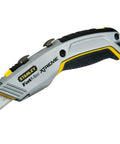 Xtreme snap off knife with stainless steel blade guide, 9mm width, quick change via notched wheel, tool-free, gray handle.