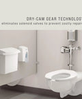 Restroom with AutoFlush Touchless Toilet Flusher Clamp Chrome Hands Free Sensor Easy Retrofit Kit With Long Battery Life installed