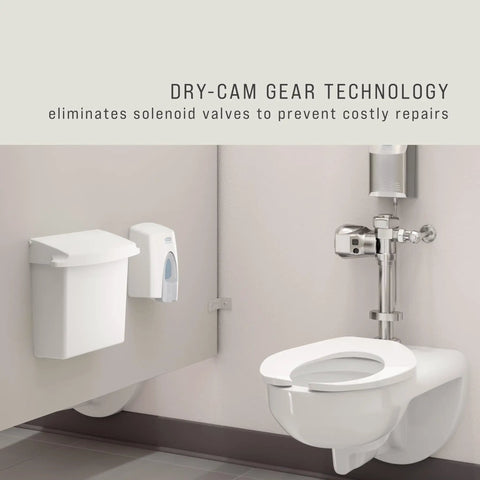 Restroom with AutoFlush Touchless Toilet Flusher Clamp Chrome Hands Free Sensor Easy Retrofit Kit With Long Battery Life installed
