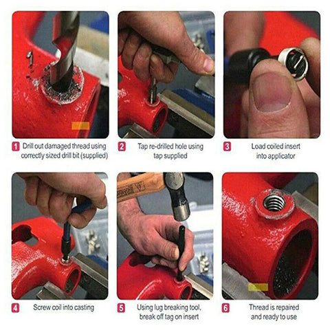 M4 Thread Repair Insert Kit With 25 Piece Steel Wire Set For Restoring Damaged Internal Threads Quick Fix Durable Metal Compatibility And Easy Drill Tap Inspect Install And Verify